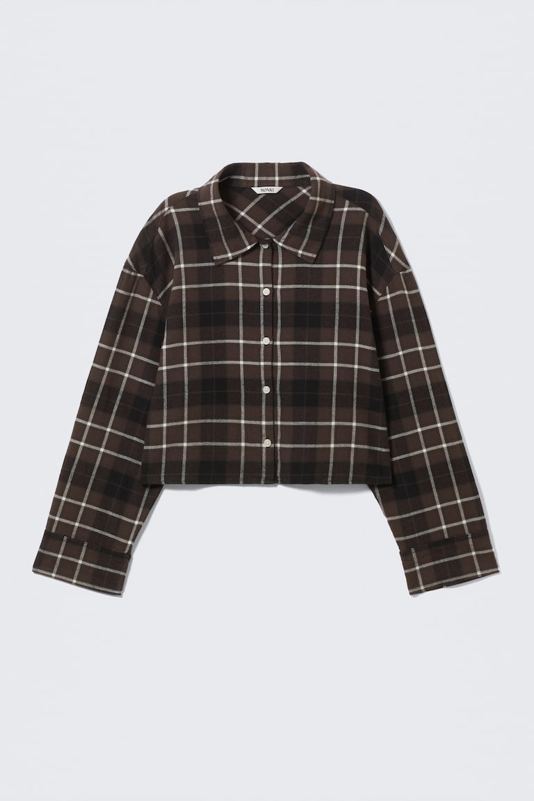 Cropped Checked Flannel Shirt
