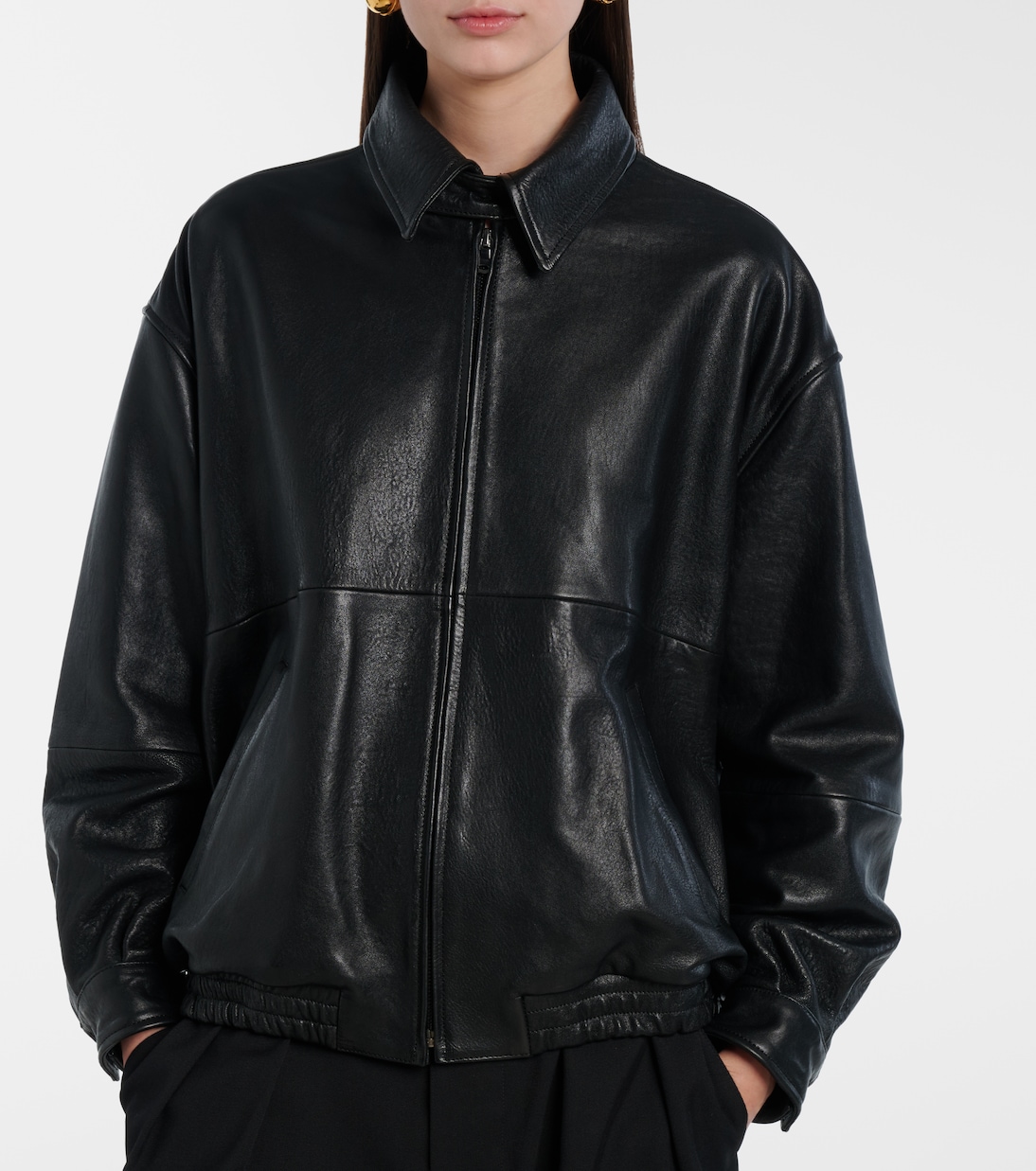 Doran Oversized Leather Blouson Jacket