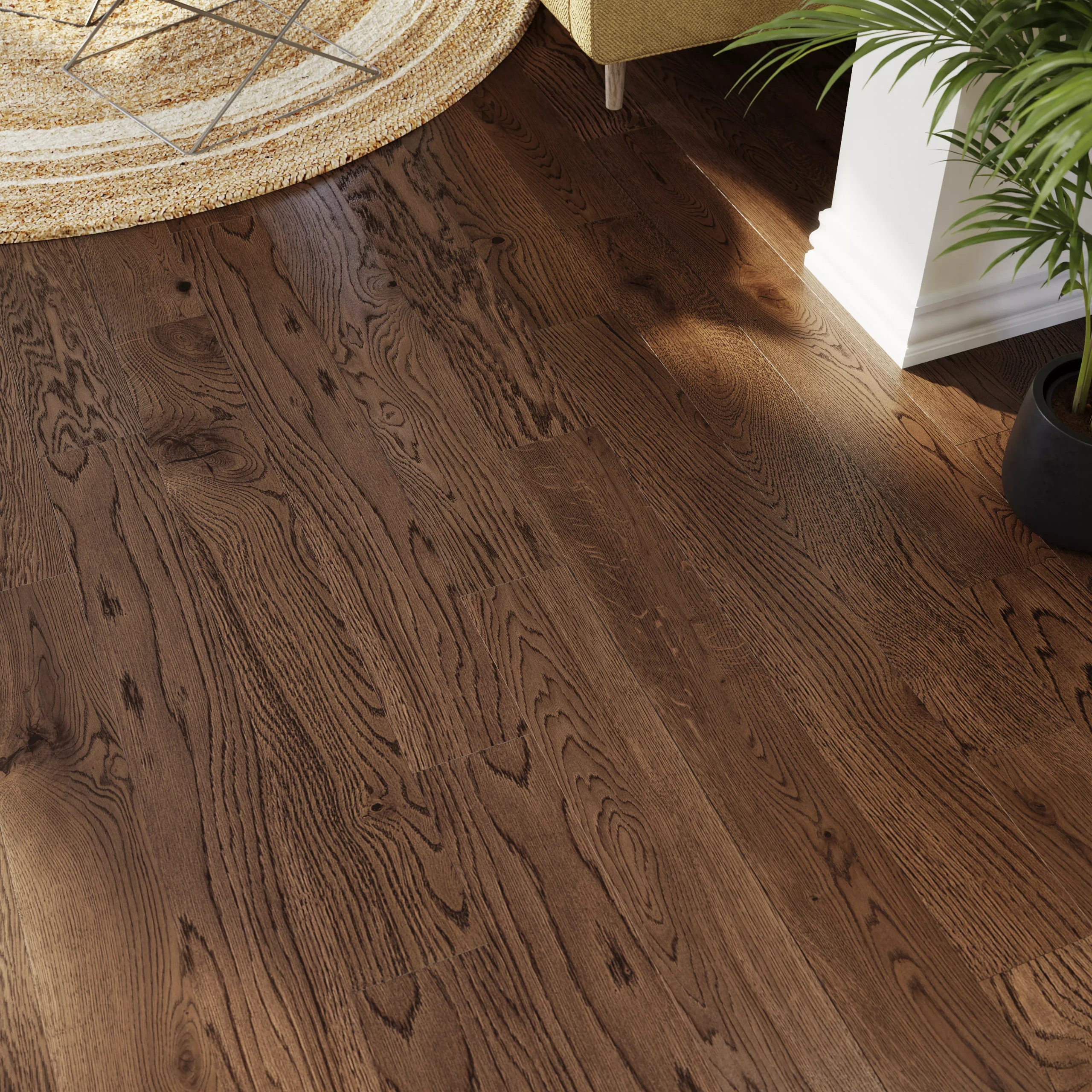 Goodhome Skanor Natural Dark Brown Oak Solid Wood Flooring, Pack of 1, 1.8m&amp;sup2;