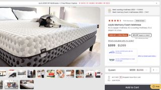 Image shows low stock level alert on the Layla Memory Foam Mattress ahead of Black Friday