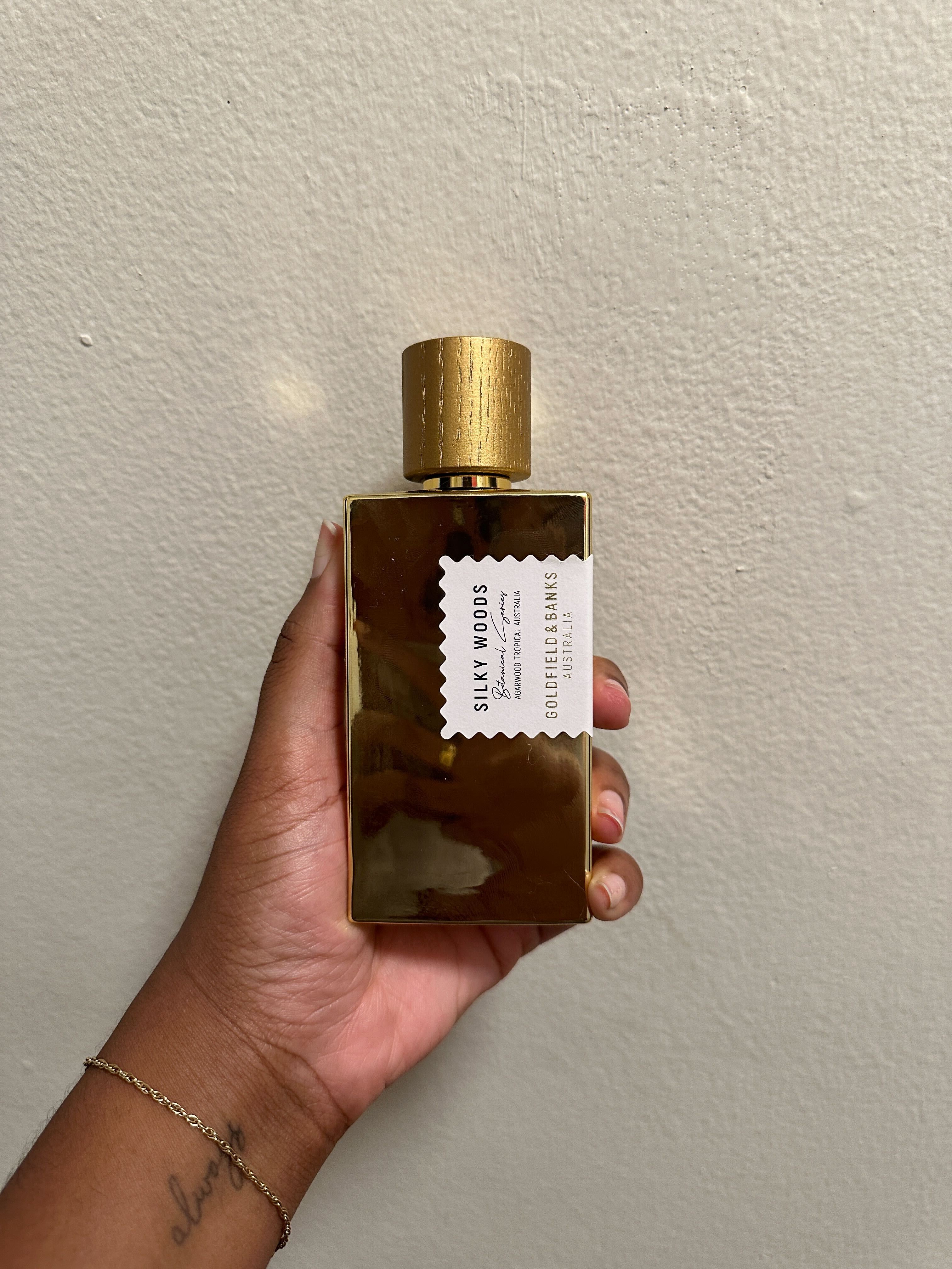 Ariel Baker testing Silky Woods perfume