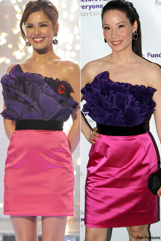 Who wore it best? Cheryl Cole vs. Lucy Liu - Ina Soltani, dress, stars, wearing, same, matching, outfit, style, snap, X Factor, Marie Claire