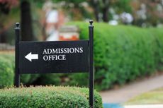 Admissions office sign. 