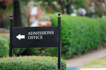 Admissions office sign. 