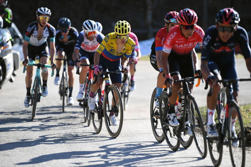 PRATI DI TIVO ITALY MARCH 13 Sergio Andres Higuita Garcia of Colombia and Team EF Education Nippo during the 56th TirrenoAdriatico 2021 Stage 4 a 148km stage from Terni to Prati di Tivo 1450m TirrenoAdriatico on March 13 2021 in Prati di Tivo Italy Photo by Tim de WaeleGetty Images