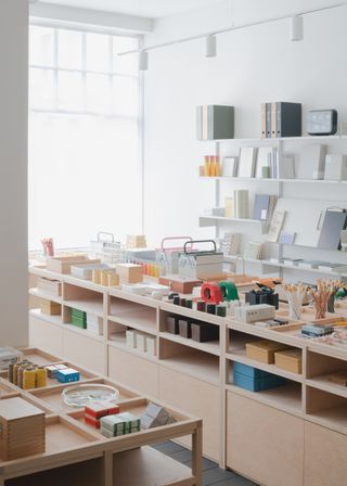 Present & Correct's retro-inspired London flagship, filled with pastel-shades stationery.