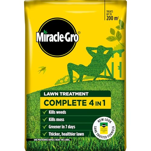 Miracle-Gro Evergreen Complete 4-In-1 Lawn Food - 200 M2, Lawn Food, Weed &amp;amp; Moss Control, Yellow