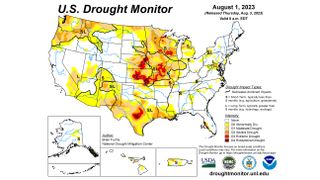 US drought monitor for Aug. 1, 2023