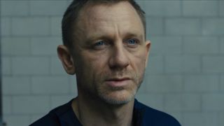 Daniel Craig looking visibly upset during his evaluation in Skyfall.