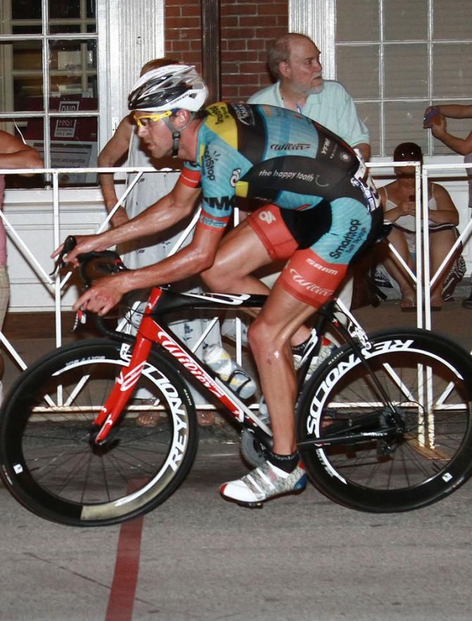 Pennsylvania's own Olympian Bobby Lea (Team SmartStop-Mountain Khakis) showed how fast the crit was by leading the first group of riders to lap the field. Eventually eight more riders would follow him to lap it as well.