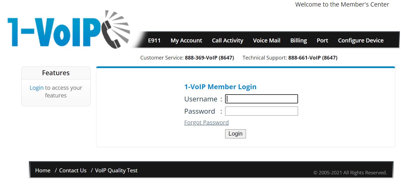1-VoIP members login area
