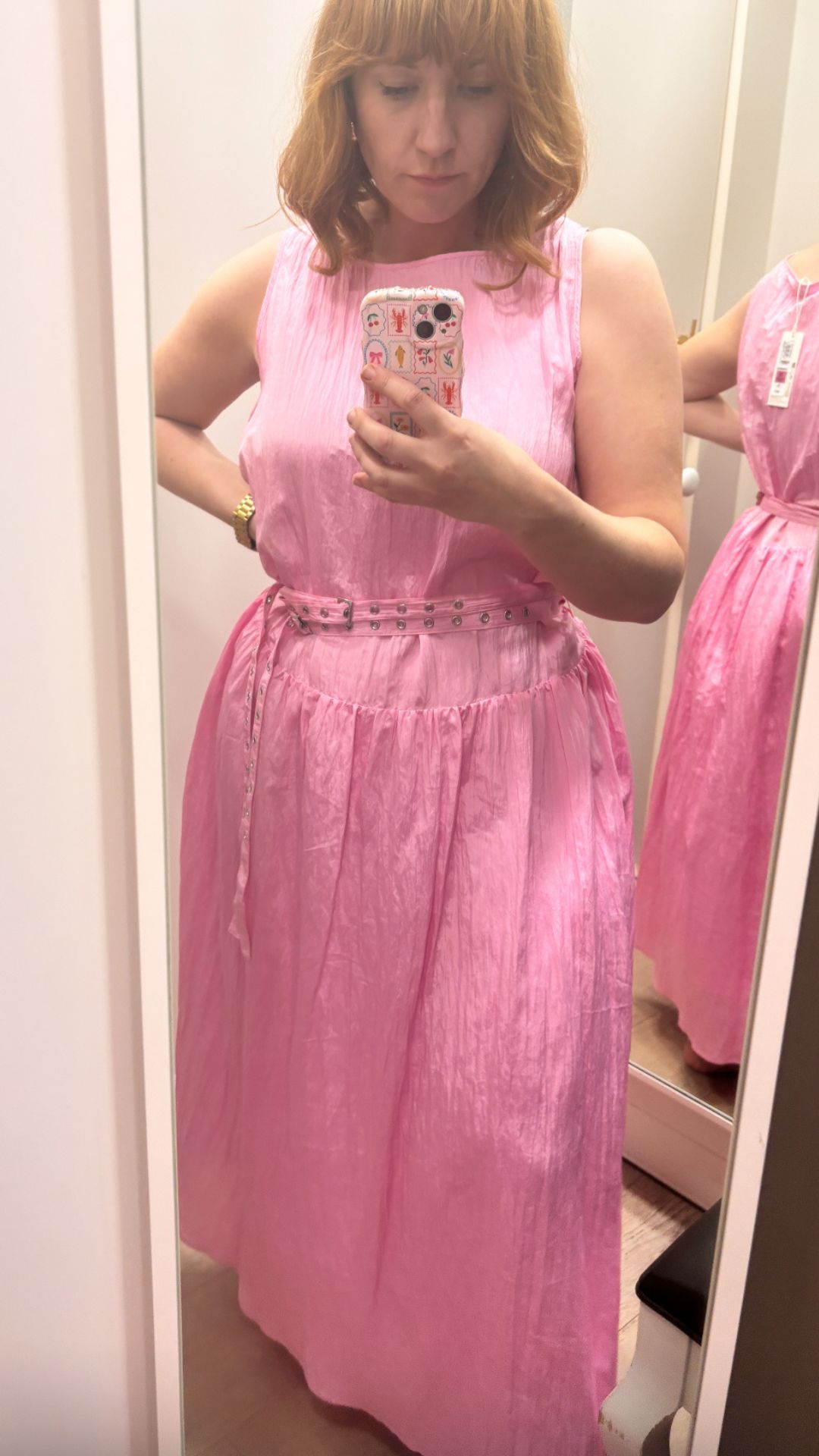 matilda wearing the M&S pink dress