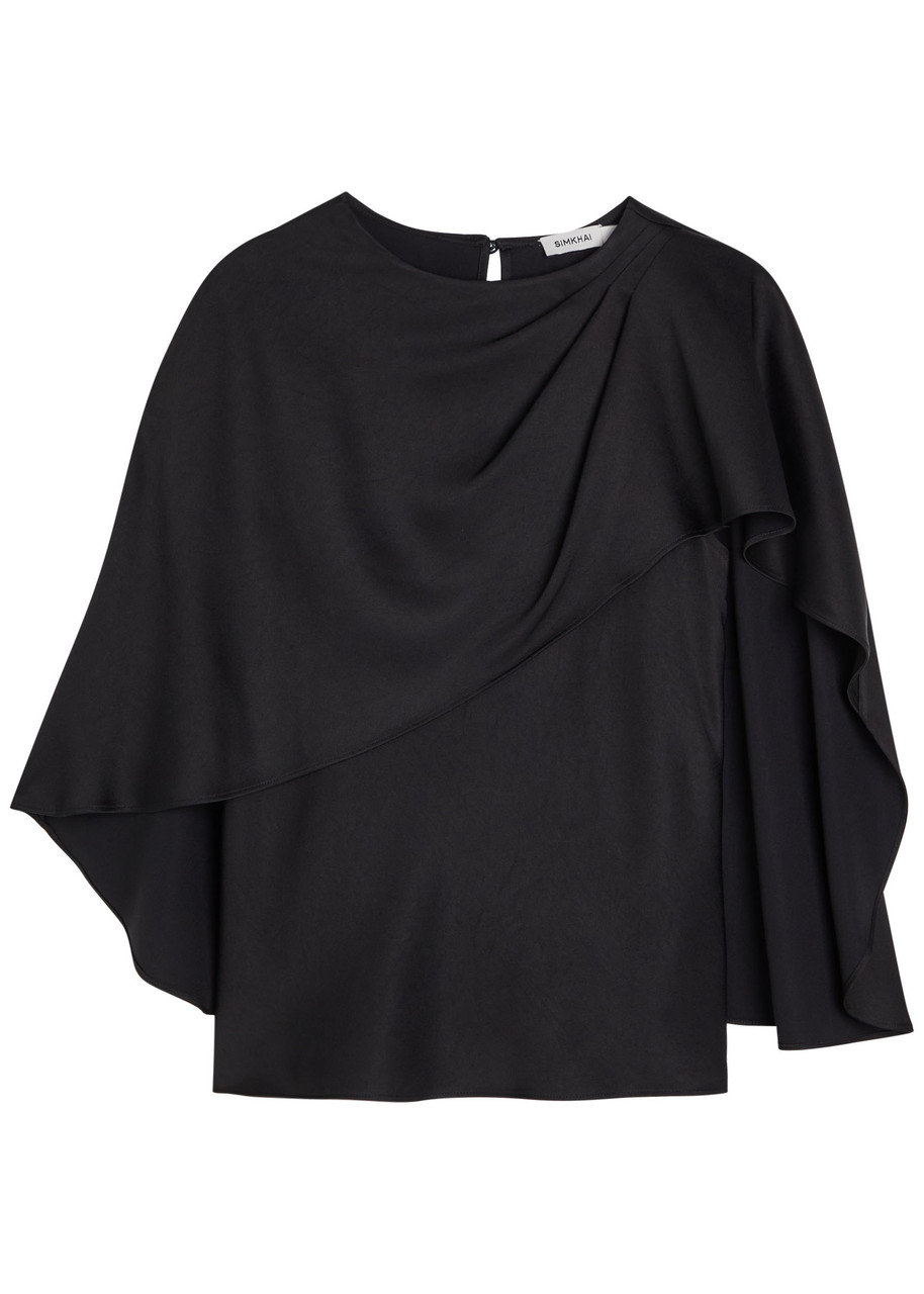 Eliora Cape-Effect Satin Top