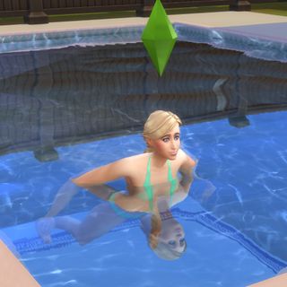 The Sims 4 swimming in pool