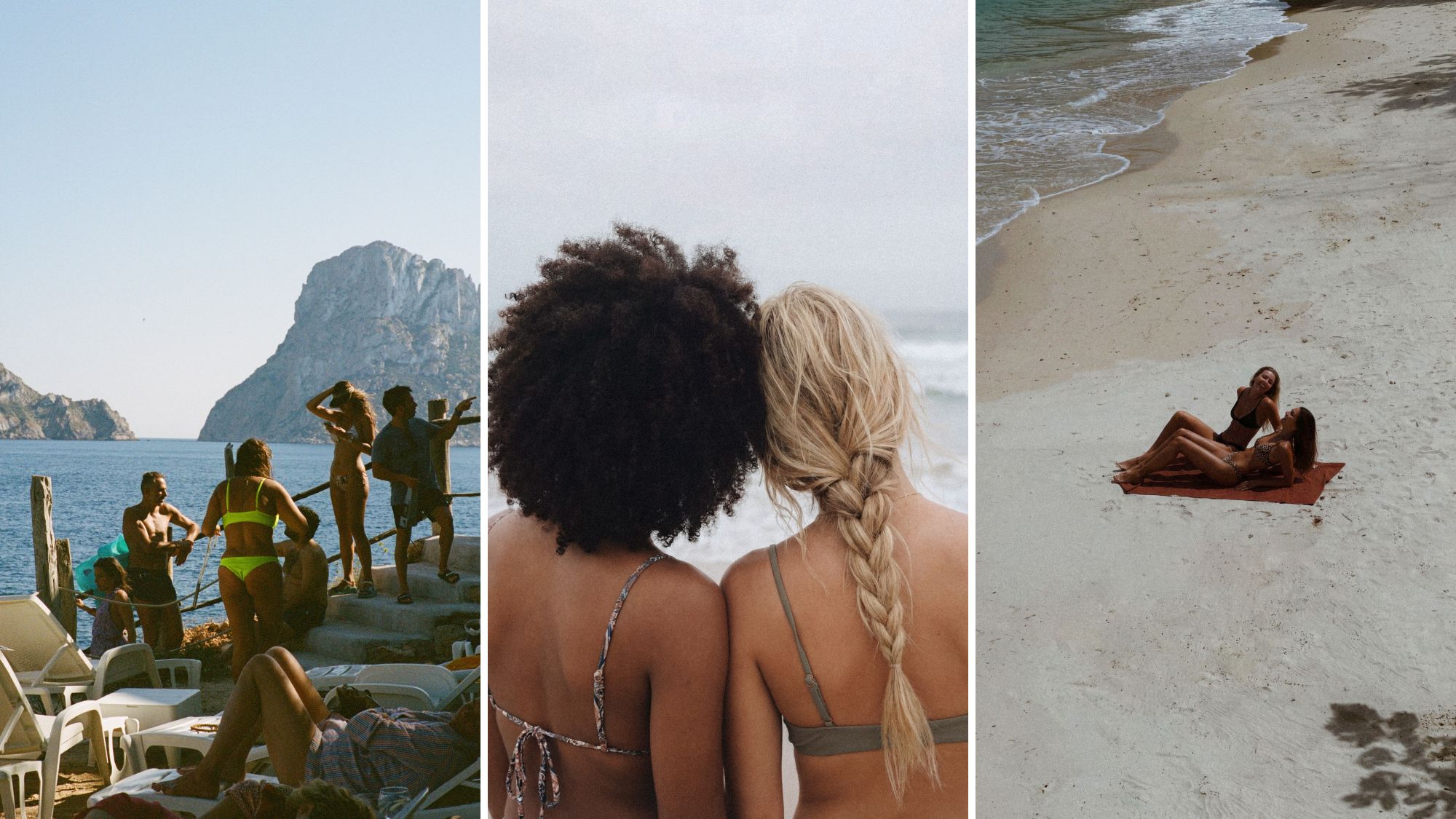 Two women at the beach, friends spending the day together