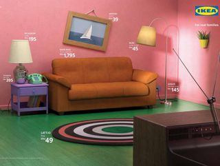 living room with green wooden flooring and pink walls