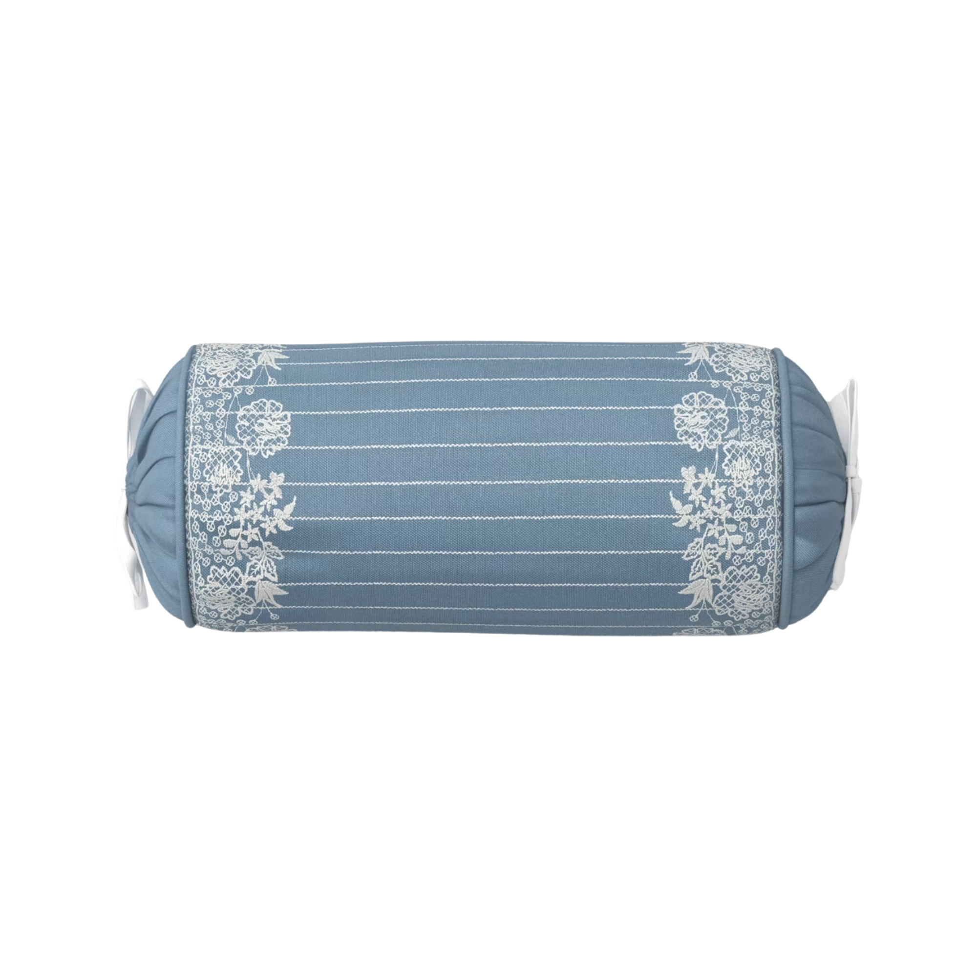a blue bolster pillow