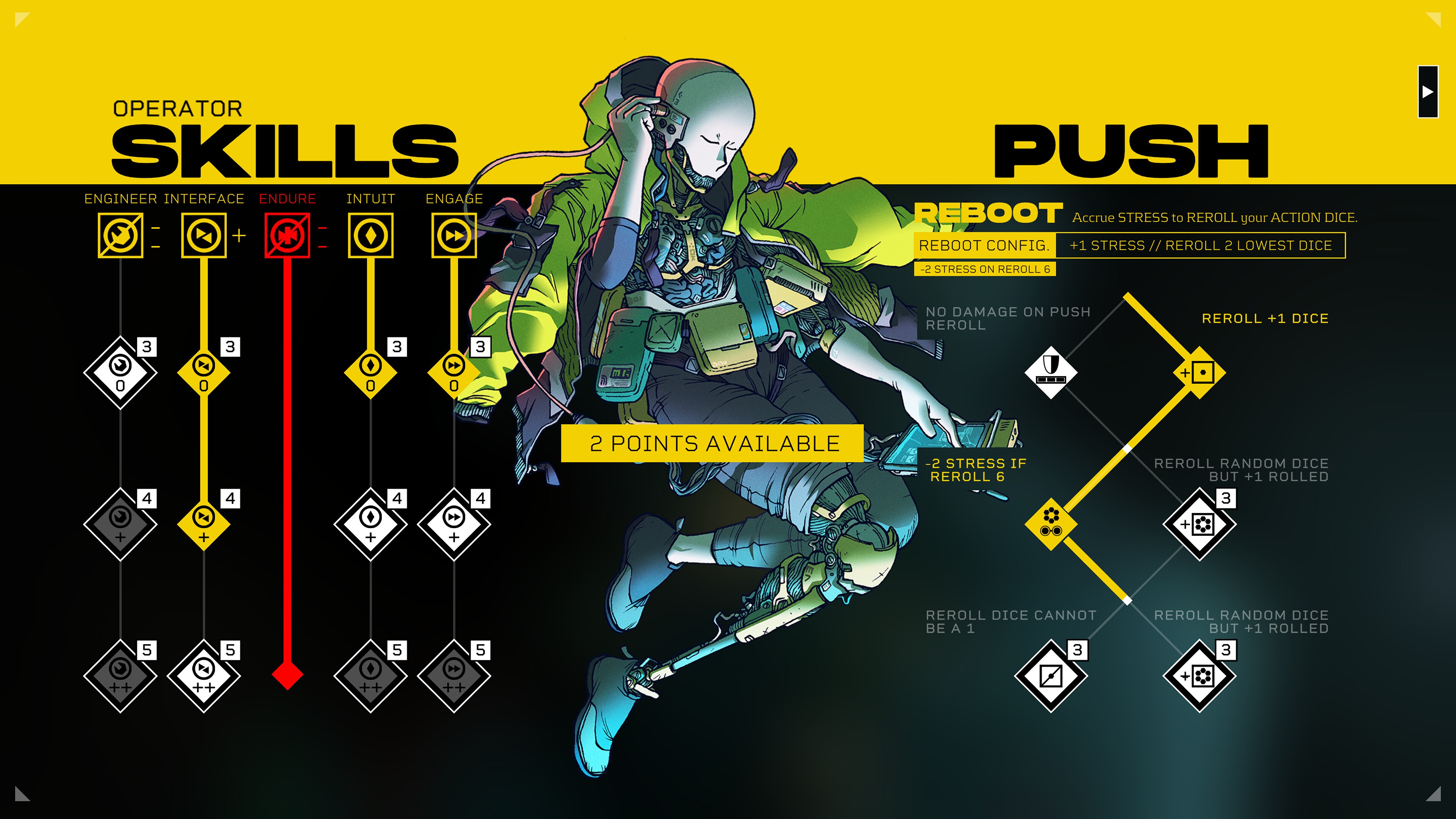In-game screenshot of a player's skill tree in Citizen Sleeper 2: Starward Vector