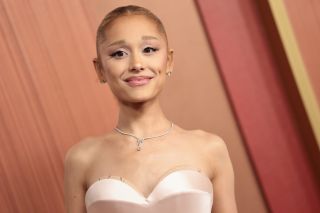 A close up of Ariana Grande as she attends the 97th Annual Oscars at Dolby Theatre on March 02, 2025 in Hollywood, California.