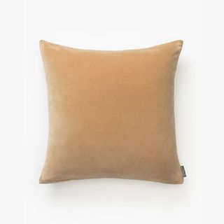 light brown velvet square pillow