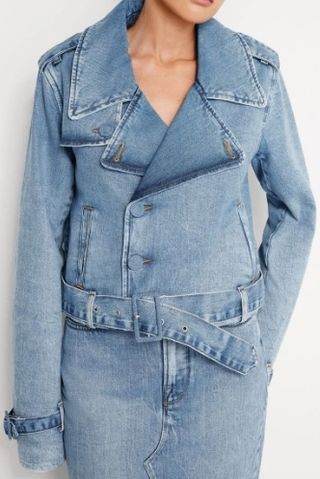 Belted Crop Denim Jacket