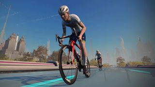Riders competing in a virtual cycling circuit