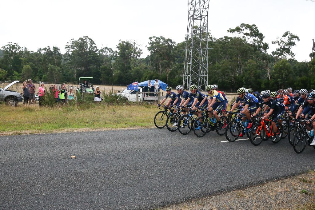 Orica-Scott patrol the front of the peloton