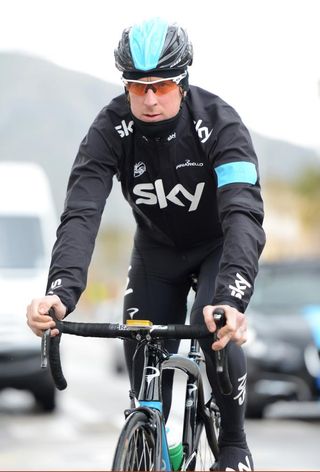 Bradley Wiggins wraps up for some winter training in Spain