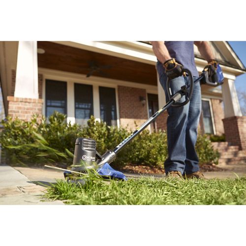 The Kobalt trimmer has a dual-string feed that can get rid of stubborn weeds and crab grass.