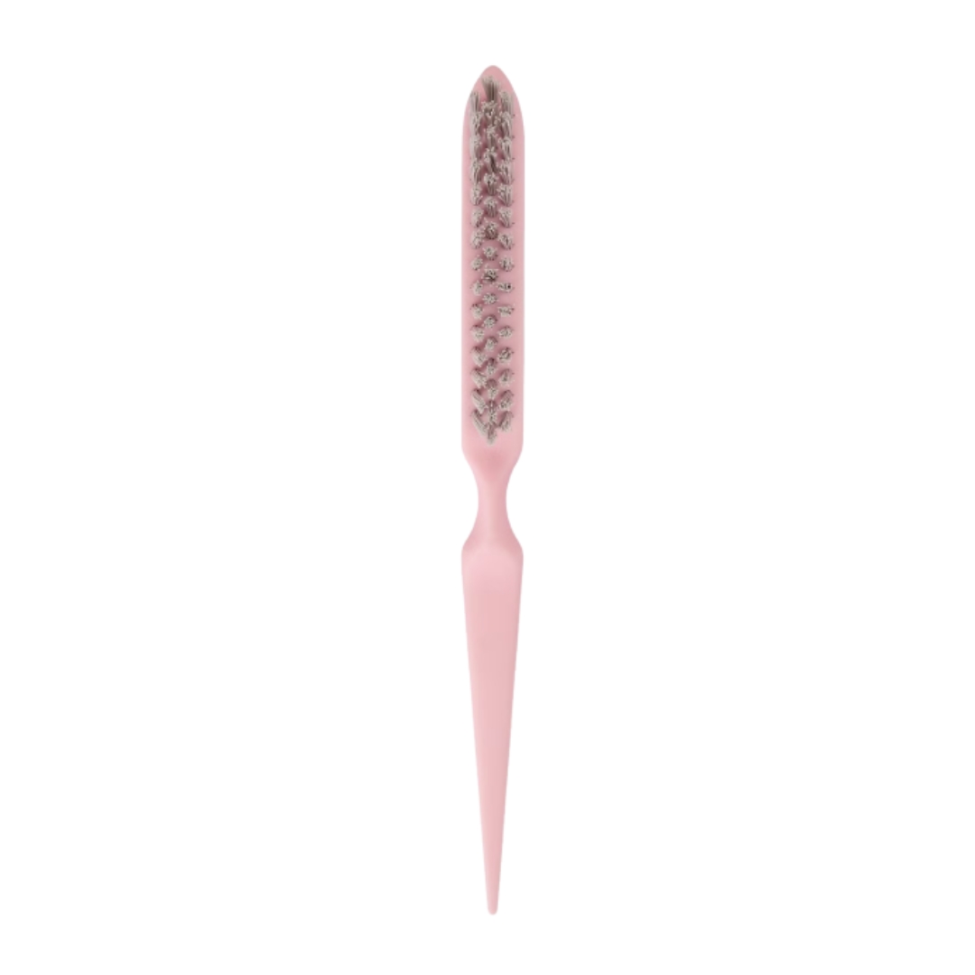 A product shot of the pink brushworks HD Back Comb Brush, on a white background