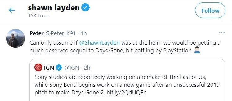 Shawn Layden Twitter Likes