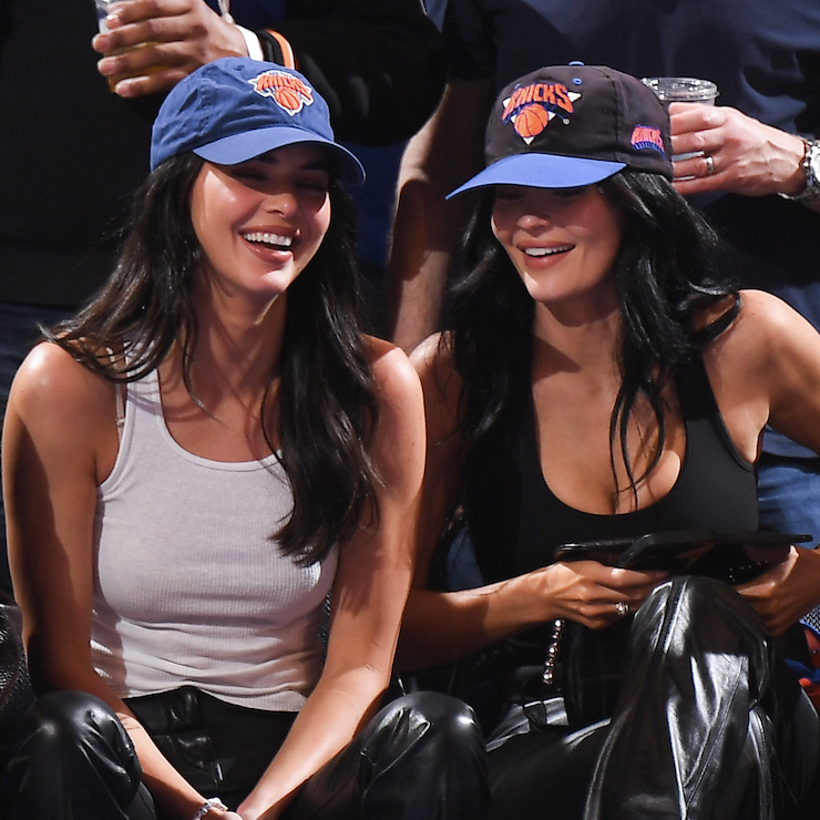 Kendall Jenner, Kylie Jenner and Timothée Chalamet attends a game between the Boston Celtics and New York Knicks during Round 2 Game 4 on May 12, 2025 at Madison Square Garden in New York City, New York.