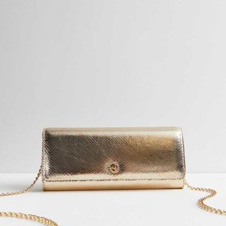 new look gold clutch bag