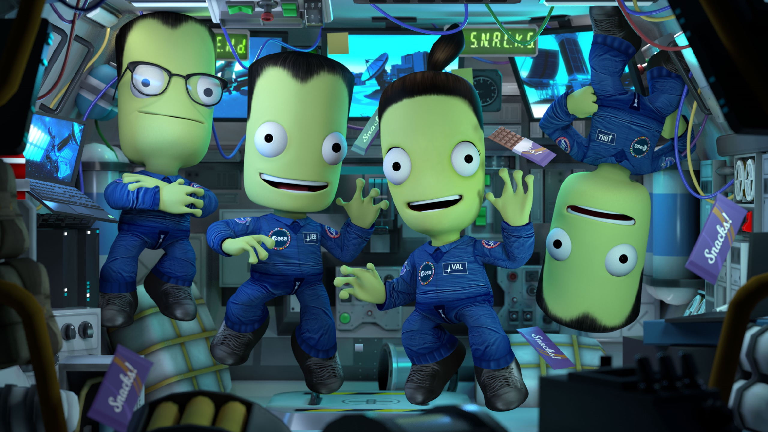 Kerbals on a space station in Kerbal Space Program 2