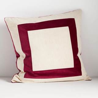 Velvet Frame Pillow In Raspberry