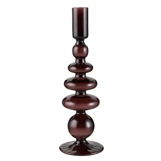 47th & Main Holder for Taper Candle Glass Candlestick Candleholder, 10-Inches High, Plum