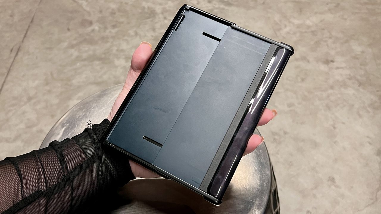 Rear view of TCL Fold and Roll concept smartphone