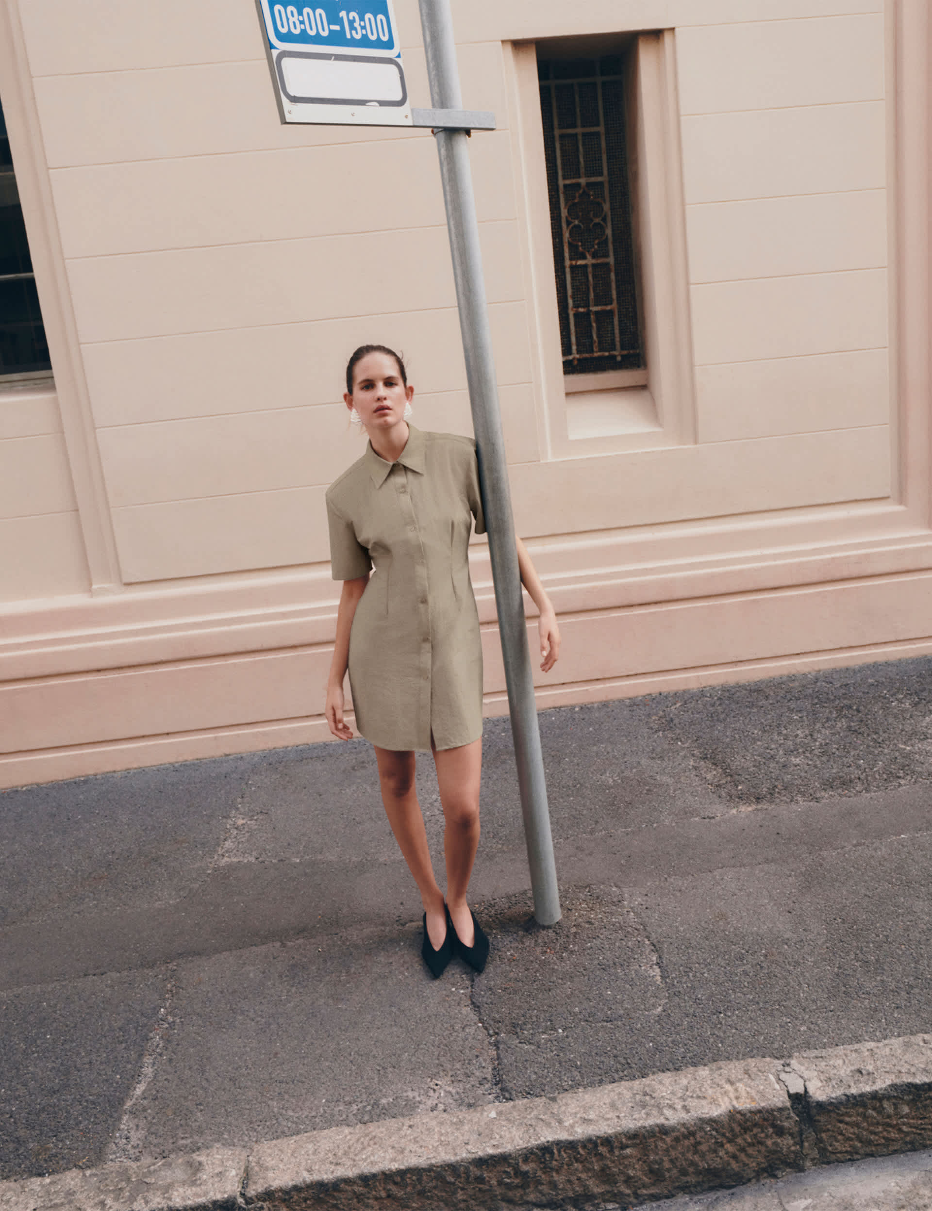 Button Through Mini Shirt Dress