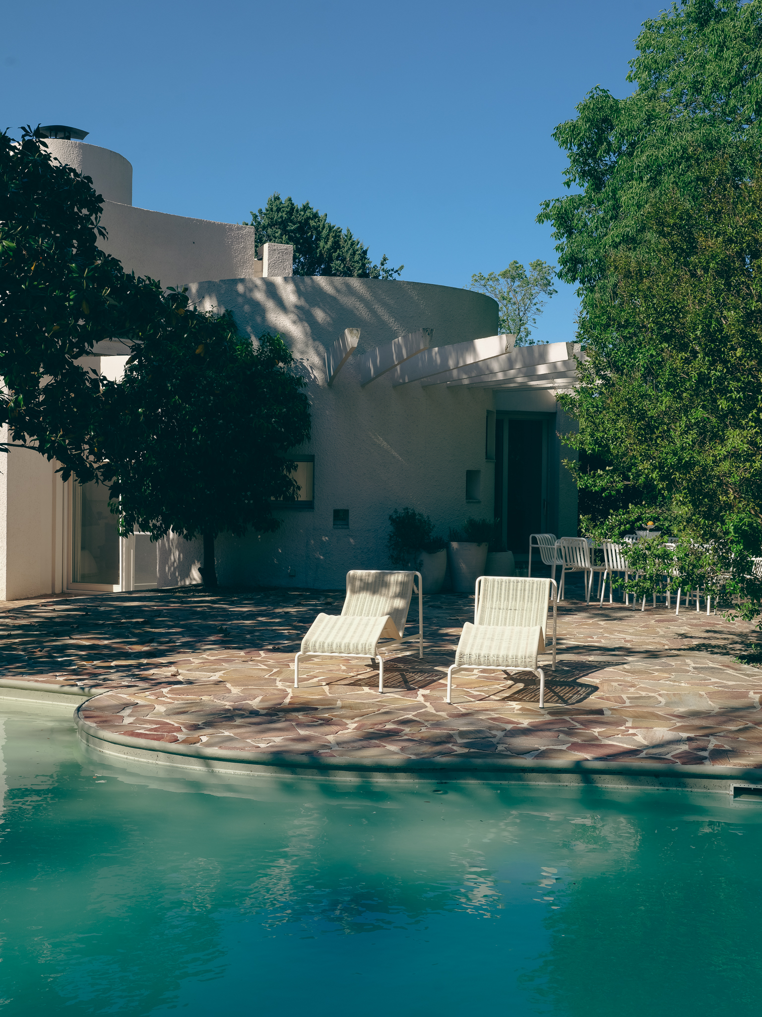 view of the interior of a modernist house with a minimal interior located in arles france