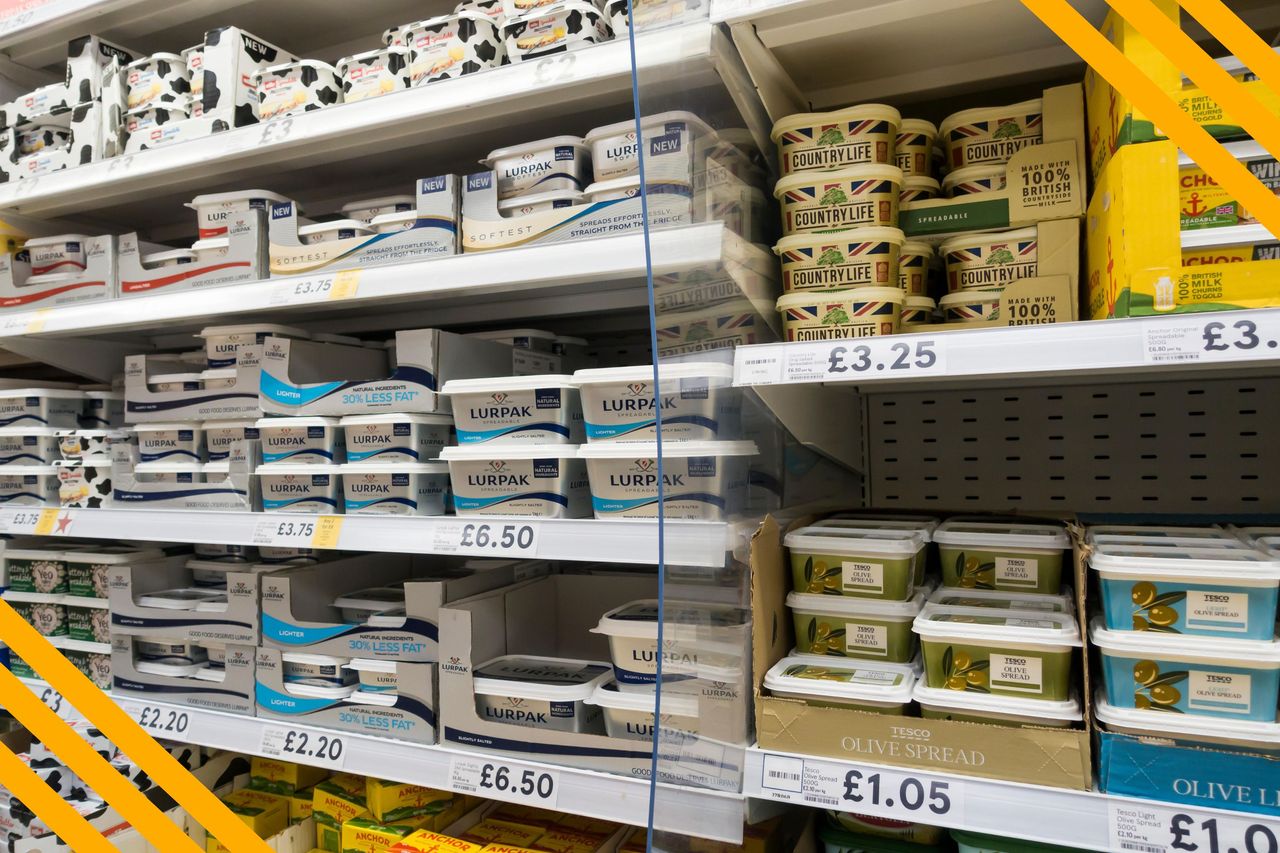 Butter brands on supermarket shelves including Lurpak