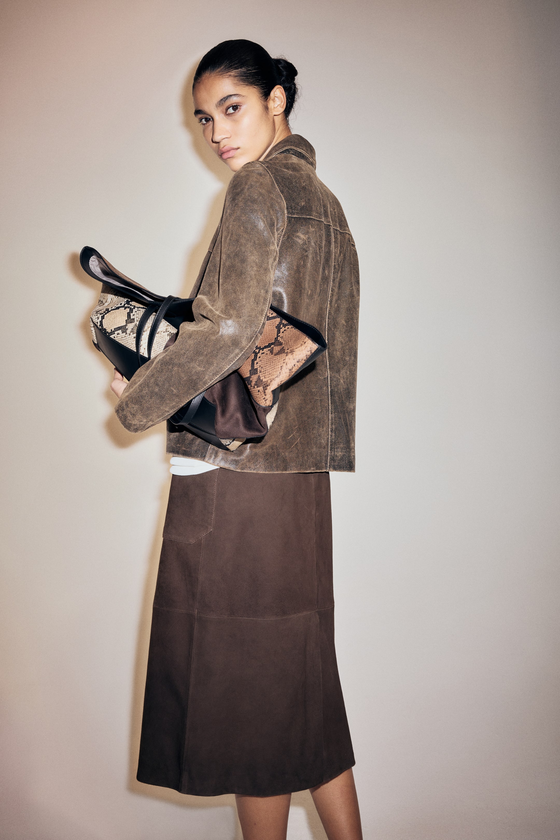 Suede Skirt - Dark Brown