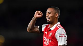Arsenal striker Gabriel Jesus gestures during the UEFA Europa League match between Arsenal and Bodo/Glimt on 6 October, 2022 at the Emirates Stadium, London, United Kingdom