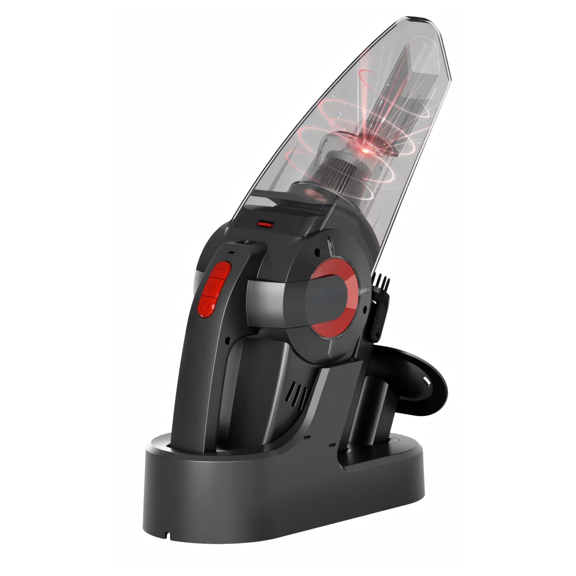 Black and red handheld vacuum