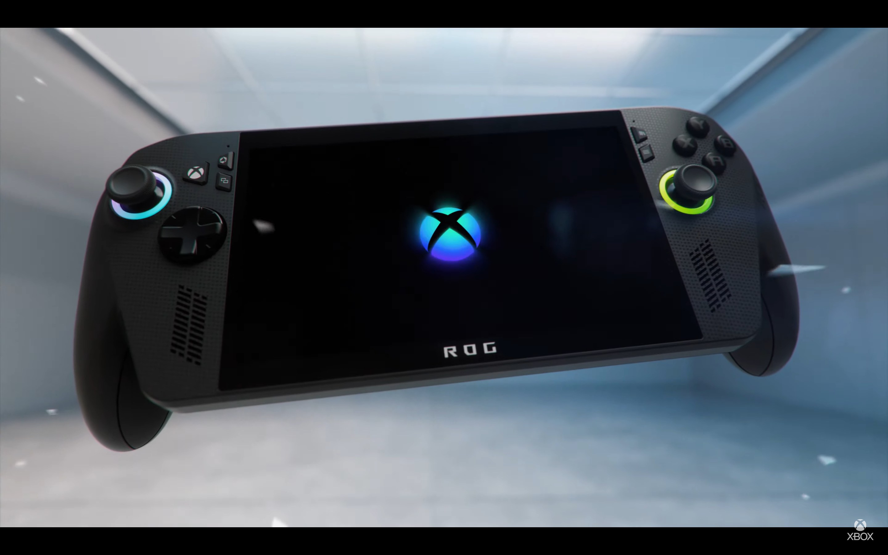An ROG Xbox Ally X and Ally shown during Microsoft&#039;s Xbox stream in June 2025.
