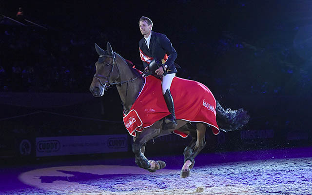 Joseph Clayton riding LEXI III owned by Michael Whitaker winner of Senior Newcomers Championship during HOYS in the NEC in Warwickshire in the UK on 5th October 2016