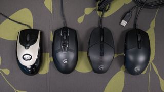 From left to right: the Logitech G1, G102, G303 and Pro Gaming Mouse