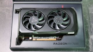 AMD Radeon RX 7600 in its open box