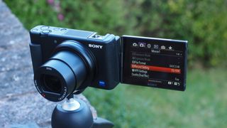 Sony ZV-1 compact camera on a tripod
