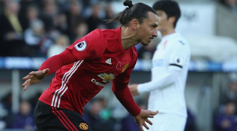 Zlatan Ibrahimovic celebrates after scoring for Manchester United against Swansea in November 2016.