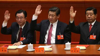 Xi Jinping (centre) at the last party conference in 2012